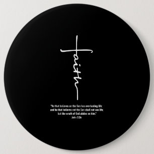 Jesus Love Faith Cross Christian Jesus Faith God 缶バッジ