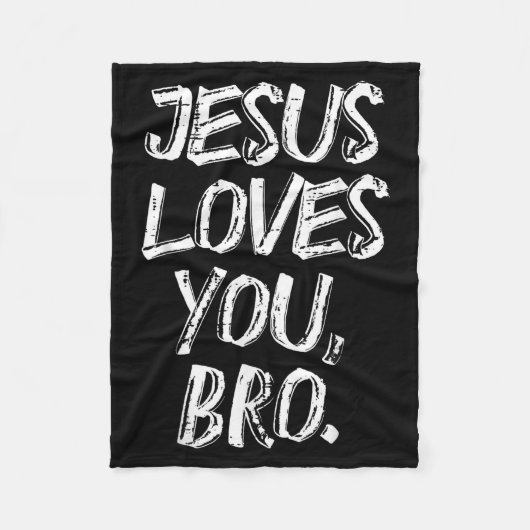 Jesus Loves Bro Religious God Jesus Christian Kids フリースブランケット (正面)
