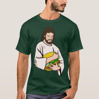 Jesus Loves Burgers Jesus Holding A Burger Tシャツ