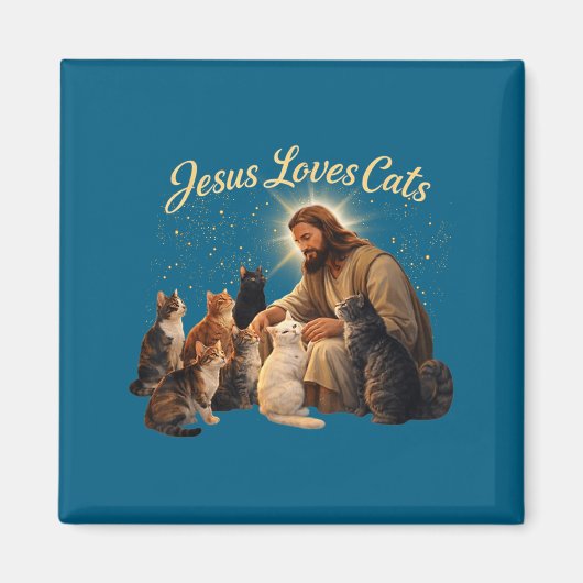 Jesus Loves Cats Christian Cat Lover Jesus Hugs Ca マグネット (正面)