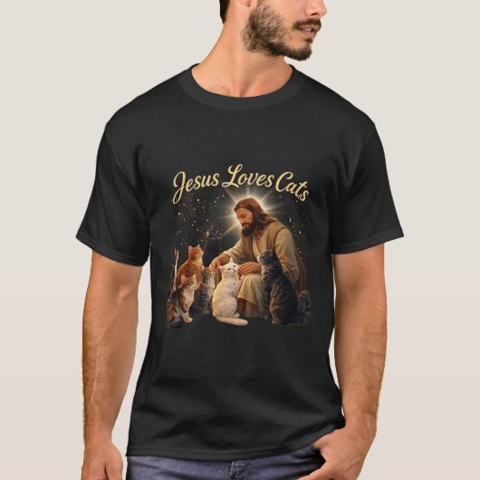 Jesus Loves Cats Christian Cat Lover Jesus Hugs Ca Tシャツ (正面)