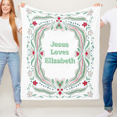 Jesus Loves Custom Name Fleece Blanket Baby Gift フリースブランケット