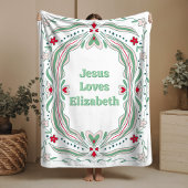 Jesus Loves Custom Name Fleece Blanket Baby Gift フリースブランケット
