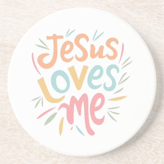 Jesus Loves Me -ヴィンテージデザイン コースター (正面)