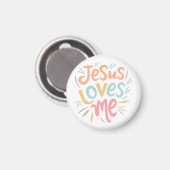 Jesus Loves Me -ヴィンテージデザイン マグネット (正面/裏面)