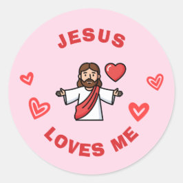 Jesus Loves Me | Children's Christian Valentine ラウンドシール
