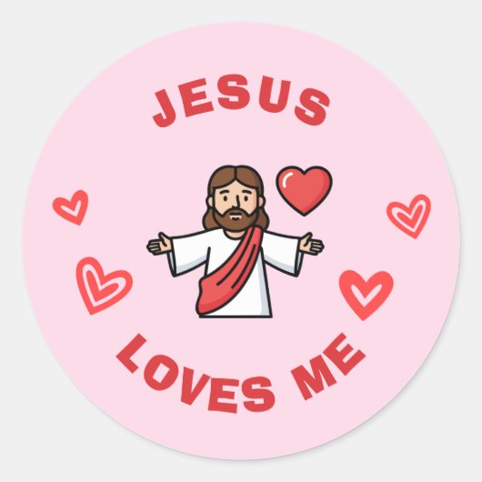 Jesus Loves Me | Children's Christian Valentine ラウンドシール (正面)