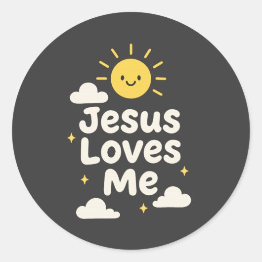 Jesus Loves Me Christian Sticker ラウンドシール (正面)