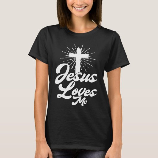 Jesus Loves Me Church Cross Believer Religion Tシャツ (正面)