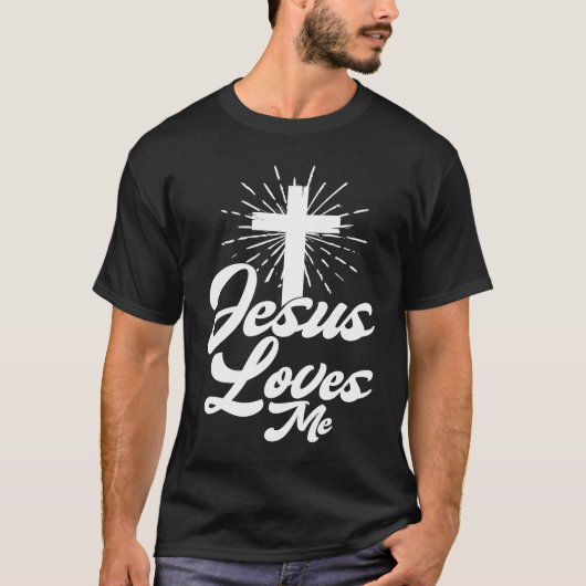 Jesus Loves Me Church Cross Believer Religion Tシャツ (正面)