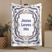Jesus Loves Me Fleece Blanket Christian Gift  フリースブランケット
