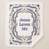 Jesus Loves Me Sherpa Blanket Christian Gift シェルパブランケット (正面)