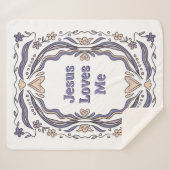 Jesus Loves Me Sherpa Blanket Christian Gift シェルパブランケット (正面(横))
