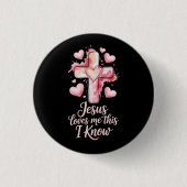 Jesus Loves Me Valentine Christian Button 缶バッジ (正面)