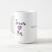 Jesus Loves Me with Heart Personalized Custom コーヒーマグカップ (正面左)