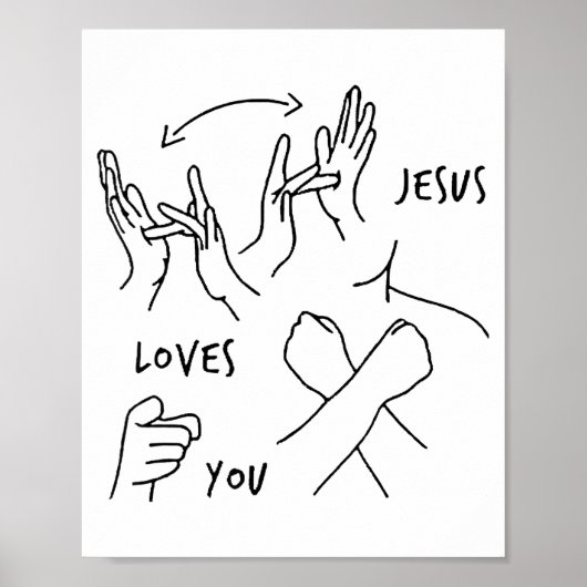 Jesus Loves You Asl Sign Language Christian ポスター (正面)