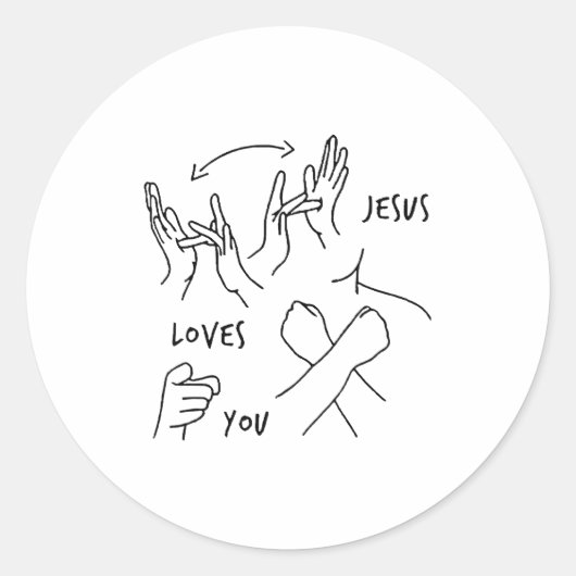 Jesus Loves You Asl Sign Language Christian ラウンドシール (正面)