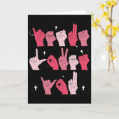 Jesus Loves You Asl Sign Language Christian Valent カード (黄色い花)