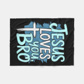 Jesus Loves You Bro Christian Religious フリースブランケット (正面(横))