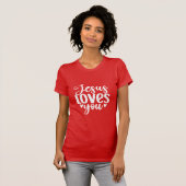 Jesus Loves You Christian Inspirational Faith Typo Tシャツ (正面フル)