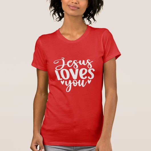 Jesus Loves You Christian Inspirational Faith Typo Tシャツ (正面)