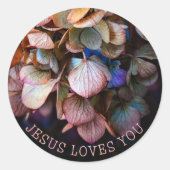 Jesus Loves You Flower Christian ラウンドシール (正面)