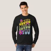 Jesus Loves You Groovy Christian Christianity Fait Tシャツ (正面フル)