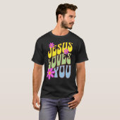 Jesus Loves You Groovy Christian Christianity Fait Tシャツ (正面フル)