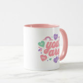 Jesus Loves You heart rainbow  マグカップ (正面右)