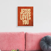 Jesus Loves You Rustic Christian Encouragement キャンバスプリント (インサイチュ (リビング))
