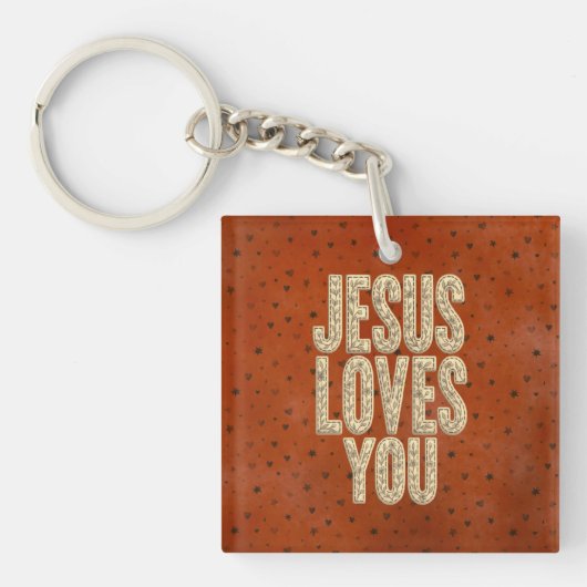Jesus Loves You Rustic Christian Encouragement キーホルダー (正面)