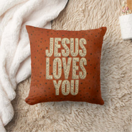 Jesus Loves You Rustic Christian Encouragement クッション