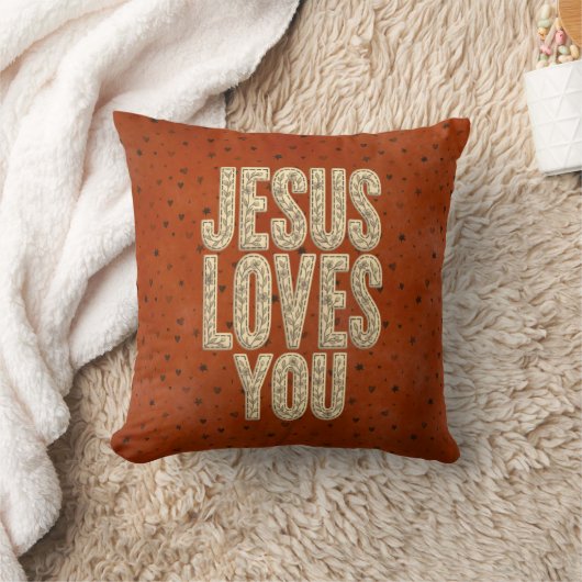 Jesus Loves You Rustic Christian Encouragement クッション (ブランケット)