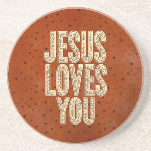 Jesus Loves You Rustic Christian Encouragement コースター (正面)