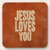 Jesus Loves You Rustic Christian Encouragement コースター (正面)