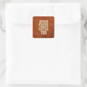 Jesus Loves You Rustic Christian Encouragement スクエアシール (バッグ)