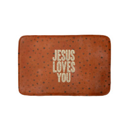 Jesus Loves You Rustic Christian Encouragement バスマット