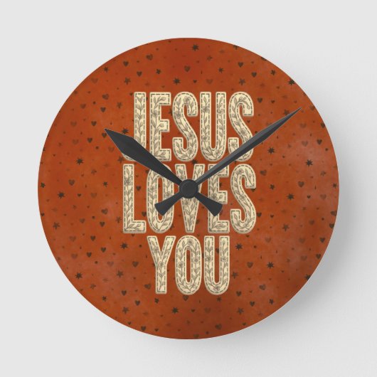 Jesus Loves You Rustic Christian Encouragement ラウンド壁時計 (正面)