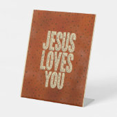Jesus Loves You Rustic Christian Encouragement 台座サイン (正面)