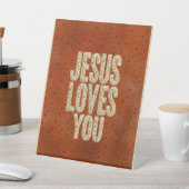Jesus Loves You Rustic Christian Encouragement 台座サイン (インサイチュ)