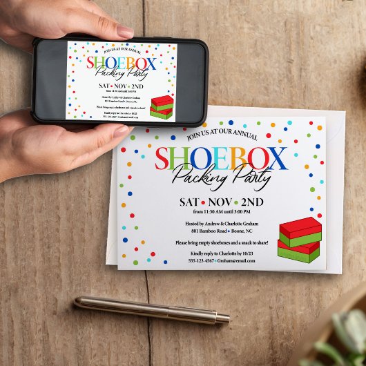 Jesus Loves You - Shoeboxパーティー招待状（ドット） 招待状