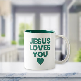 Jesus Loves You Uplifting Christian Gift ツートーンマグカップ