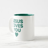 Jesus Loves You Uplifting Christian Gift ツートーンマグカップ (正面左)
