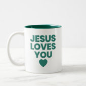 Jesus Loves You Uplifting Christian Gift ツートーンマグカップ (左)
