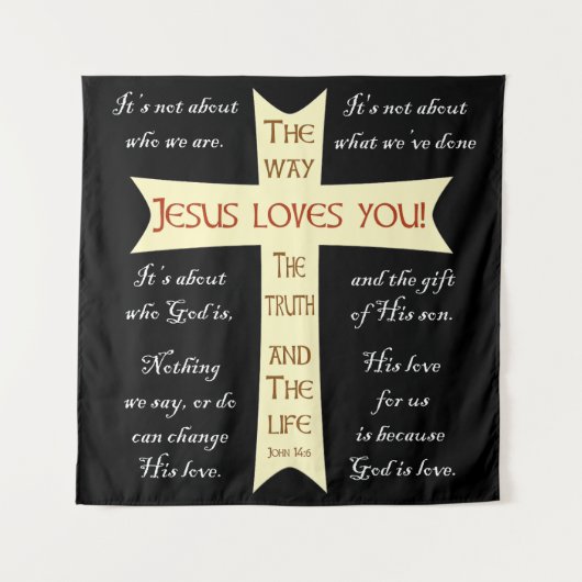 Jesus Loves You wall art タペストリー (正面)