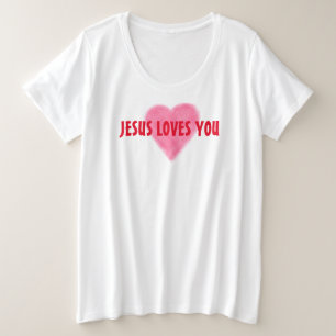 JESUS LOVES YOU Women's Plus Size T-Shirt プラスサイズTシャツ