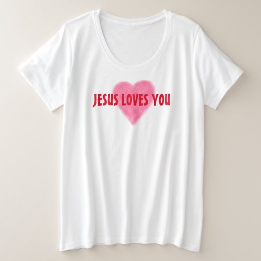 JESUS LOVES YOU Women's Plus Size T-Shirt プラスサイズTシャツ (デザイン正面)