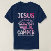 Jesus Makes Me A Happy Camper Christian Campfire P Tシャツ (デザイン正面)