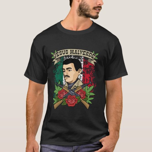 Jesus Malverde Women s Men s Mexico Jesus Malverde Tシャツ (正面)