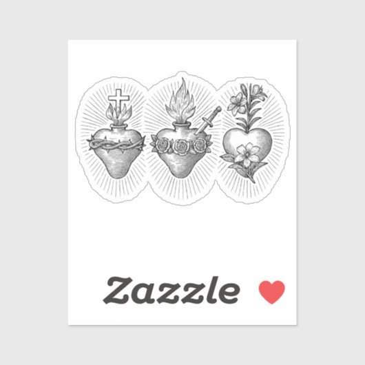 Jesus Mary and Joseph Hearts Vinyl Decal Sticker シール (シート)